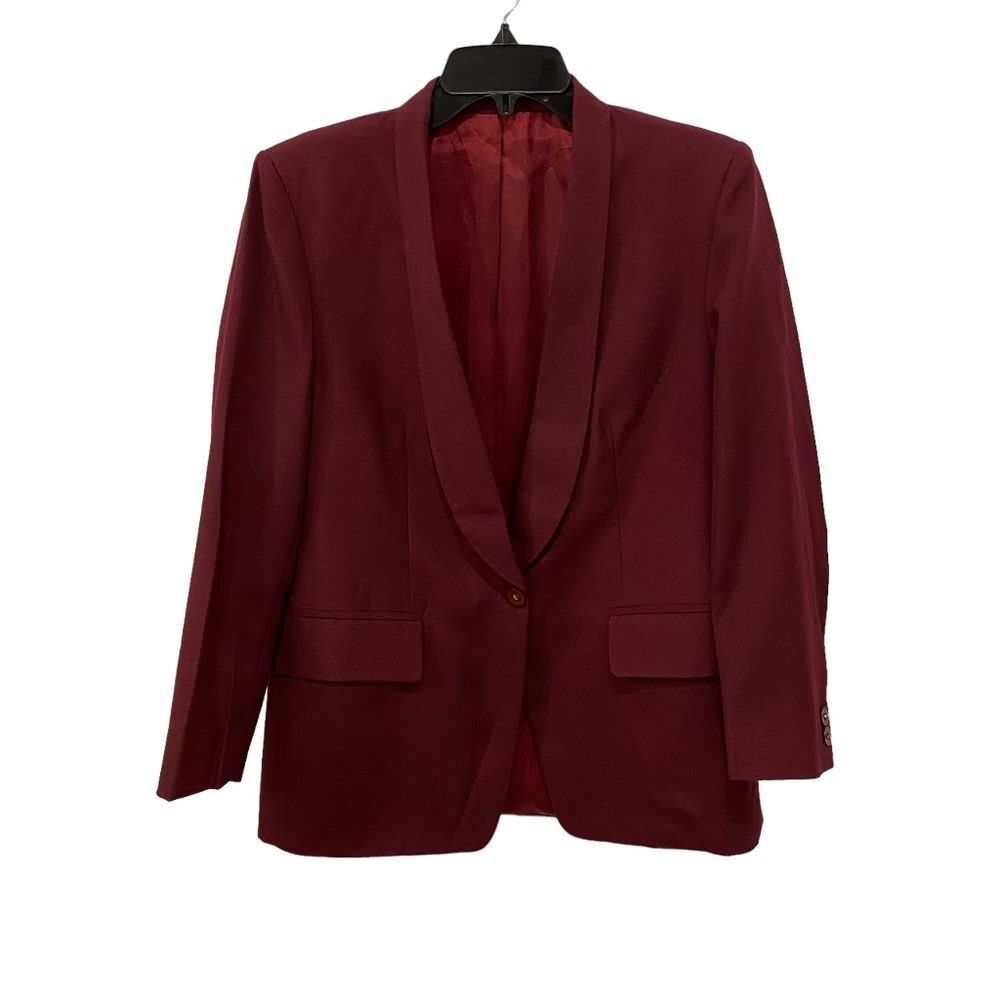 Custom Made Maroon Burgundy Tailored Shawl Lapel Blazer Suit Jacket Size M NWOT